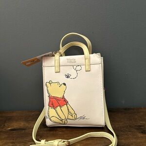 NWT Bioworld Cream and Yellow Winnie the Pooh Crossbody Bag with Lipstick Holder